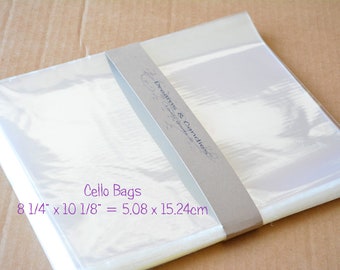 150 sacs transparents en cellophane, 8 1/4 x 10 1/8 po. - Emballage sans danger pour les aliments - Pochettes cellophane en plastique - Enveloppes photo transparentes - Cadeaux