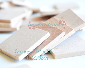 50 Unfinished Wooden Square 1 1/4" -Small Wooden Squares -Wooden Squares Supplies -Natural Wood Squares -Wood Squares Blanks