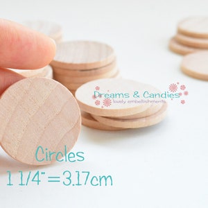50 Unfinished Wooden Circles 1.25&quot; -Small Wooden Circles -Wooden Circles Supplies -Natural Wood Circles -Wood Circles Beads