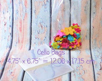 200 Cello Bags 4 3/4x6 3/4" -Transparent Bags -Food Safe Cello Bags -Clear Cellophane Bags -Stickers Bags -Goodies Bags -Birthday Bags