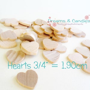 100 Miniature Wooden Hearts 3/4&quot; -Small Wooden Hearts -Wooden Hearts Supplies -Natural Wood Hearts -Wood Hearts Blanks
