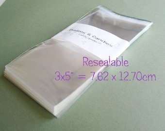 150 Resealable Clear Cello Bags 3x5" -Transparent Cello Bags -Self Adhesive Cello Bags -Food Safe Cello Bags -Clear Cellophane Bags
