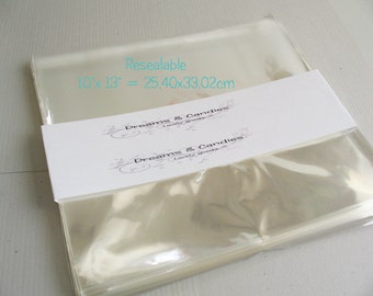 100 Resealable Clear Cello Bags 10x13" -Transparent Cello Bags -Self Adhesive Cello Bags -Food Safe Cello Bags -Clear Cellophane Bags