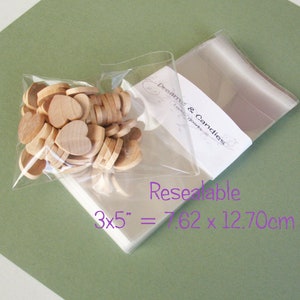 50 Resealable Clear Cello Bags 3x5&quot; -Transparent Cello Bags -Self Adhesive Cello Bags -Food Safe Cello Bags -Clear Cellophane Bags