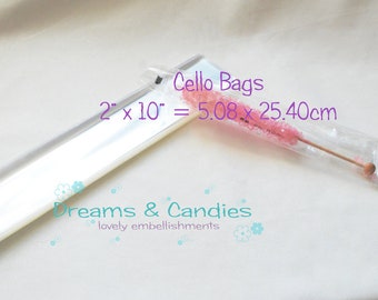 25 Clear Bags 2x10" -Transparent Bags -Food Safe Cello Bags -Clear Cellophane Bags -Stickers Bags -Goodies Bags -Birthday Bags