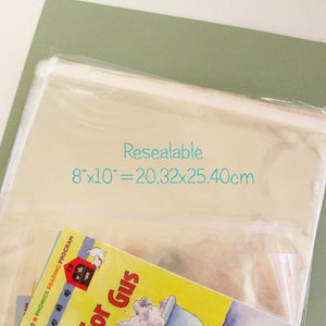 200 Resealable Cello Bags 8x10&quot; -Transparent Bags -Food Safe Packing -Plastic Cellophane Sleeves -Clear Photo Envelopes -Gift Favors
