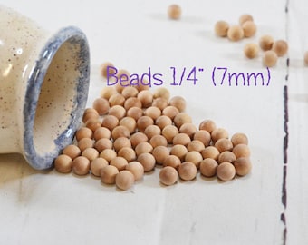 25 Unfinished Round Wooden Balls 1/4" (7mm) NO Hole -Wooden Beads -Unfinished Wooden Balls -Small Round Beads -Small Wooden Balls