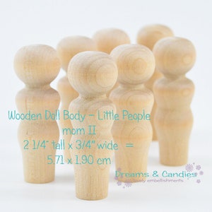 25 Miniature Wooden Little People Mom II  2-1/4" -Mom Wooden Dolls- Miniature Wooden Little People -Wood Peg Toy -Unfinished Wooden Dolls