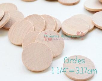 25 Unfinished Wooden Circles 1.25" -Small Wooden Circles -Wooden Circles Supplies -Natural Wood Circles -Wood Circles Beads