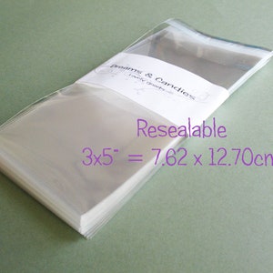 200 wiederverschließbare Cellophanbeutel 3x5 "-Transparente Beutel -Süßigkeitsverpackung -Plastik-Zellophanhüllen -Visitenkarten-Umschläge -Geschenkverpackungen."