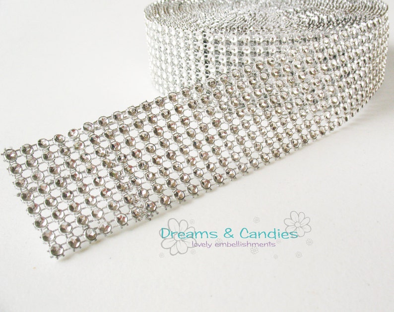 1yd Silver Rhinestone Style Trim acrylic Rhinestone 1 - Etsy