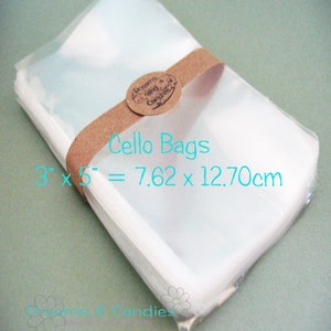 150- 3x5 &quot;Klare Cello-Taschen -Transparente Cello-Taschen -Lebensmittelechte Cello-Taschen -Klare Cellophan-Taschen -Sticker-Taschen -Dankeschön-Taschen -Bolsa Celofan