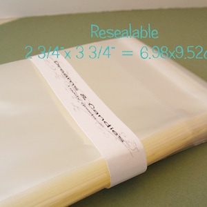 再封可能な透明セロハン袋 2 3/4x3 3/4" 100枚 - 透明セロハン袋 - 粘着セロハン袋 - 食品に安全なセロハン袋 - 透明セロハン袋