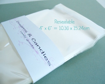 100 Resealable Clear Cello Bags 4x6&quot; -Transparent Cello Bags -Self Adhesive Cello Bags -Food Safe Cello Bags -Clear Cellophane Bags
