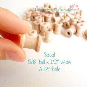 100 Miniature Wooden Spools  5/8&quot;x1/2&quot; -Wooden Spools Decorative -Small Spools -Natural Wooden Spools