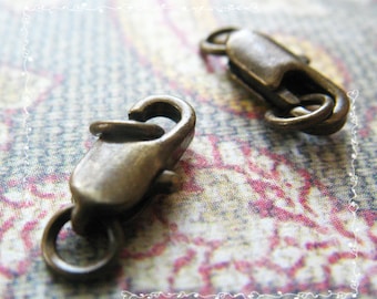 Antique Brass Lobster Claw 5x10.55mm -Wholesale Clasp -Lobster Claw Clasps -Antique Bronze color Clasps -Bronze Brass Clasps