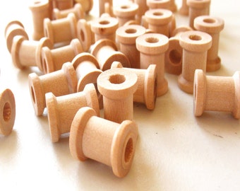 100 Miniature Wooden Spools 5/8"x1/2" -Wooden Spools Decorative -Small Spools -Natural Wooden Spools