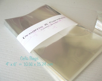 25 doorzichtige cellofaanzakjes van 4 x 6 inch - transparante zakjes - voedselveilige verpakking - doorzichtige cellofaanzakjes - goodiesbags - Bolsitas celofan