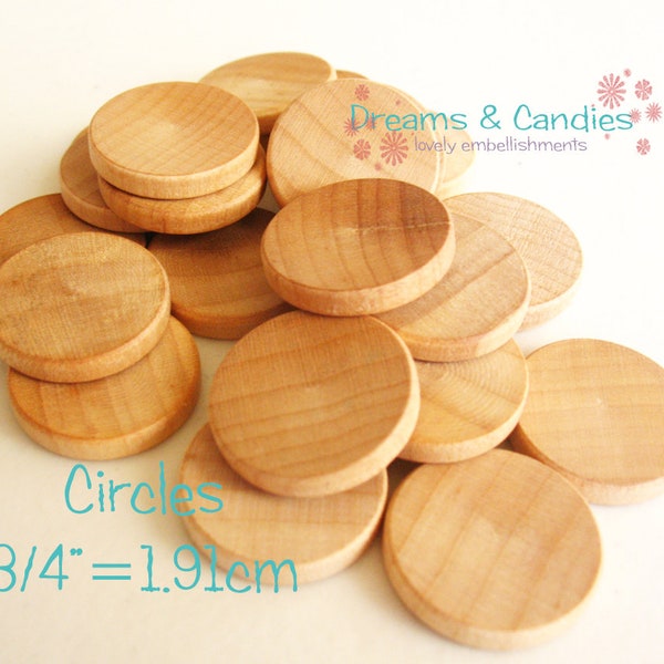 100 Unfinished Wooden Circles 3/4" -Small Natural Wood Disk -Blank Round Supplies -DIY Rounds Ornaments -Scrapbooking Decoratives