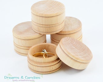 5 Small Pill Box - Unfinished Wooden Pill Box - Miniature Wooden Box - Size 1 9/16" diameter -Small Wooden Box