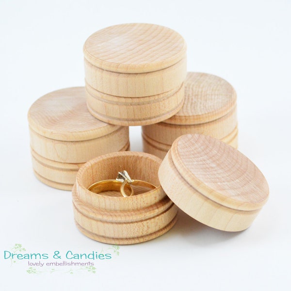 5 Small Pill Box - Unfinished Wooden Pill Box - Miniature Wooden Box - Size 1 9/16" diameter -Small Wooden Box