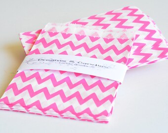75 bolsas de papel Chevron rosa, tamaño 5 1/8 x 6 3/8" - Bolsas sorpresa de cumpleaños - Bolsas para regalos de boda - Embalaje para dulces - Pequeños regalos