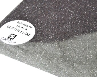 7.5x20" Black Glitter Heat transfer vinyl -Stahls Glitter Flake HTV -Craft Iron On Vinyl -Decorative Heat Vinyl -Transfer Heat Vinyl