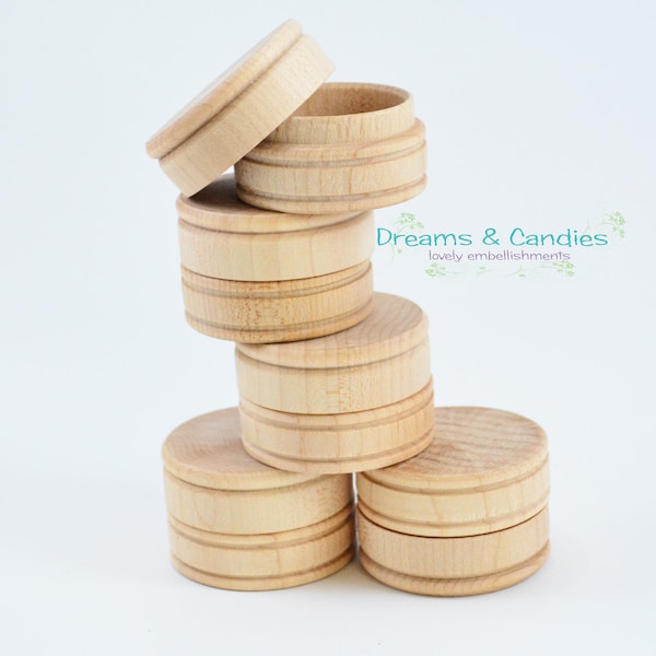 15 Small Pill Box - Unfinished Wooden Pill Box - Miniature Wooden Box - Size 1 9/16" diameter -Small Wooden Box