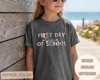 Personalized First Day of School Shirt Custom Kids Back to School Tee Student Name Shirt Kindergarten Preschool Toddler Gift