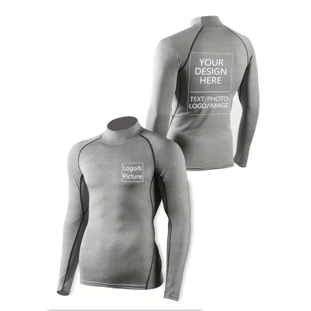 Personalized Front and Back Graphic, Mens High-neck Compression Shirt ...