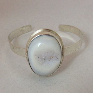 Quartz Druzy and Sterling Silver Cuff Bracelet