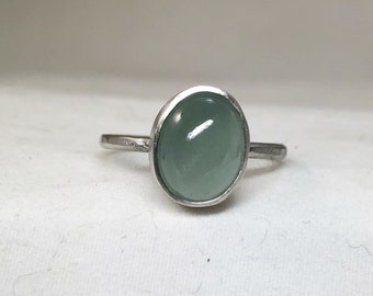 Modern Aquamarine Sterling Silver Ring, March Birthstone Ring