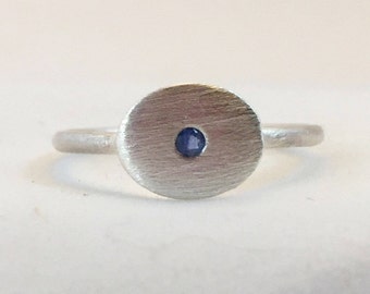 Natural Blue Sapphire Sterling Silver Ring