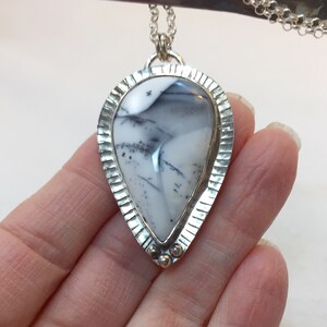 Dendritic Opal Sterling Silver Necklace, Dendrite Statement Necklace
