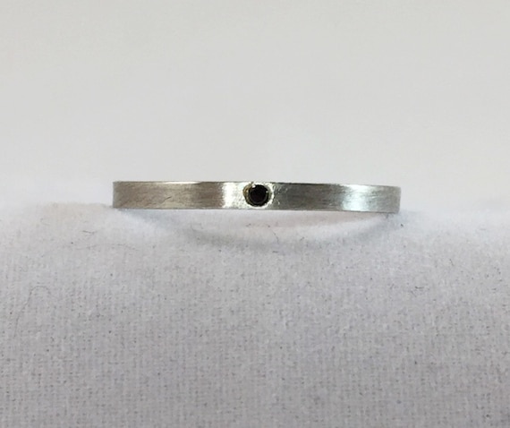 Black Diamond Ring, Sterling Silver Diamond Rind, Stacking Ring, Wedding Band
