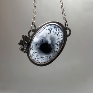 Dendritic Opal Sterling Silver Necklace, Dendrite Statement Necklace