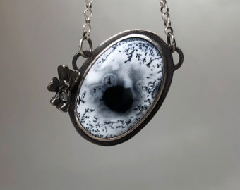Dendritic Opal Sterling Silver Necklace, Dendrite Statement Necklace