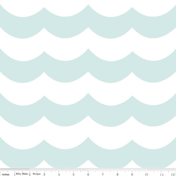 END OF BOLT, 28 inches, Chevron Wave in Aqua, Maritime Modern Fabric, Riley Blake Designs, Marin Sutton