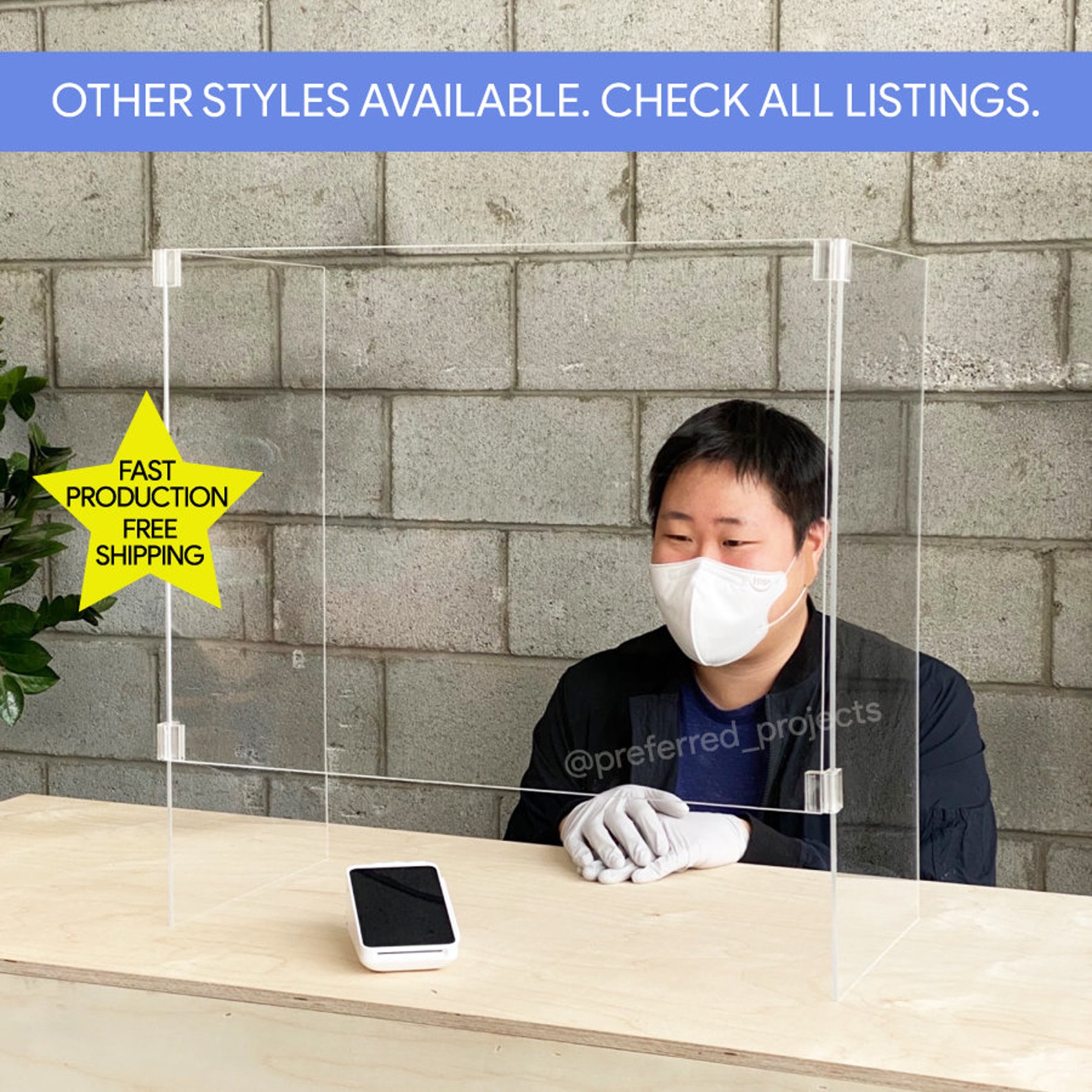 Counter Sneeze Guard Mask Acrylic Shield. Face Mask Screen Etsy