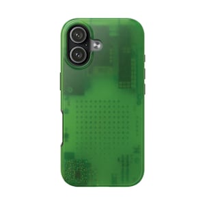 Funda para teléfono con efecto de carcasa transparente verde - Electrónica portátil retro, ilusión tecnológica transparente