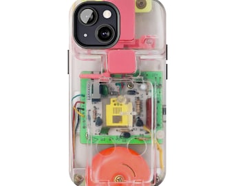 Transparent Effect 90s Telephone Tough Case - Clear Retro Tech Plastic Design, Nostalgia Gadget Case