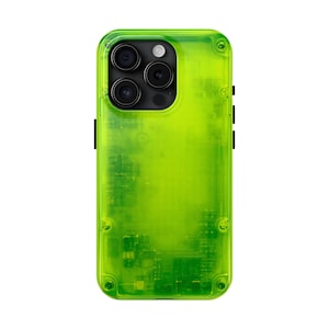 Green Clear Shell Effect Tough Phone Case – 90s Retro Tech, Y2K Design