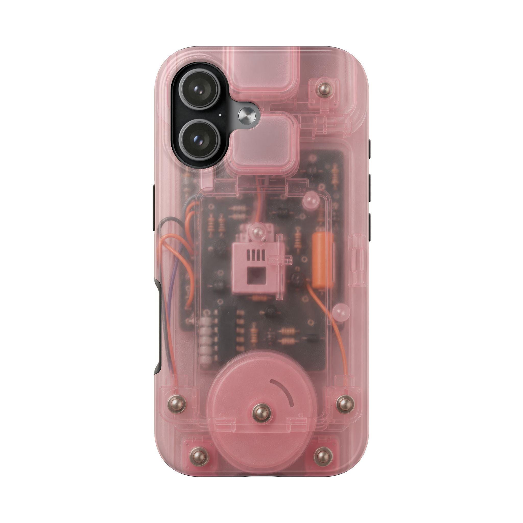 Pink Frosty 90s Transparent Effect Tough Case - Y2K Gadget Aesthetics for iPhone & Samsung