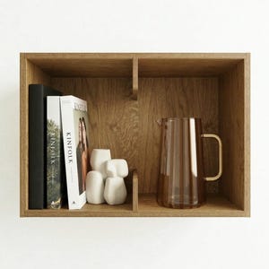 Organizzatore e ripiano a griglia in legno / Mobile contenitore da parete fatto a mano / Comodino scandinavo / Comodino moderno-minimalista