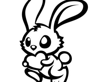 Coelho com Coração SVG PNG: Design minimalista para recorte em Cricut e Silhouette