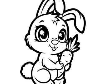 Coelho com Cenoura SVG PNG: Design minimalista para recorte em Cricut e Silhouette