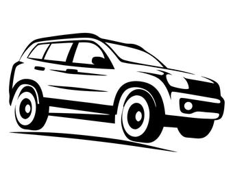SUV Car Svg Png: Design minimalista para recorte em Cricut e Silhouette