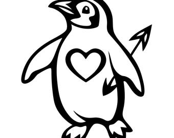 Pinguim com Coração SVG PNG: Design minimalista para recorte em Cricut e Silhouette