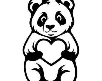 Urso com Coração SVG PNG: Design minimalista para recorte em Cricut e Silhouette