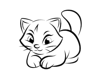 SVG e PNG de Gato Descolado: Design minimalista para recorte em Cricut e Silhouette